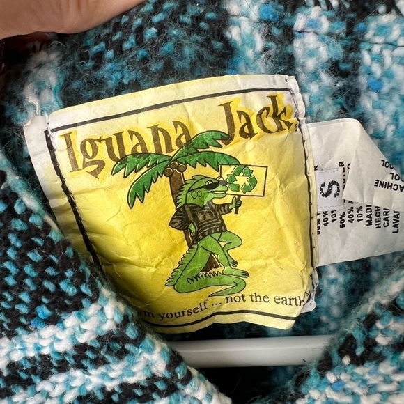 Iguana Jack Baja Blanket Blues Hoodie Size Small - Picture 2 of 4